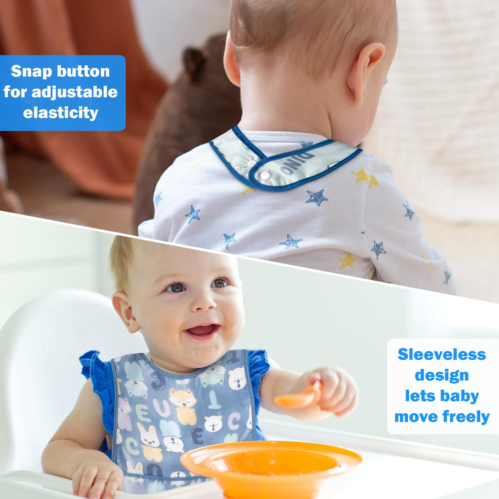 R HORSE dinosaurs pattern bib brightens baby outfits during meals.