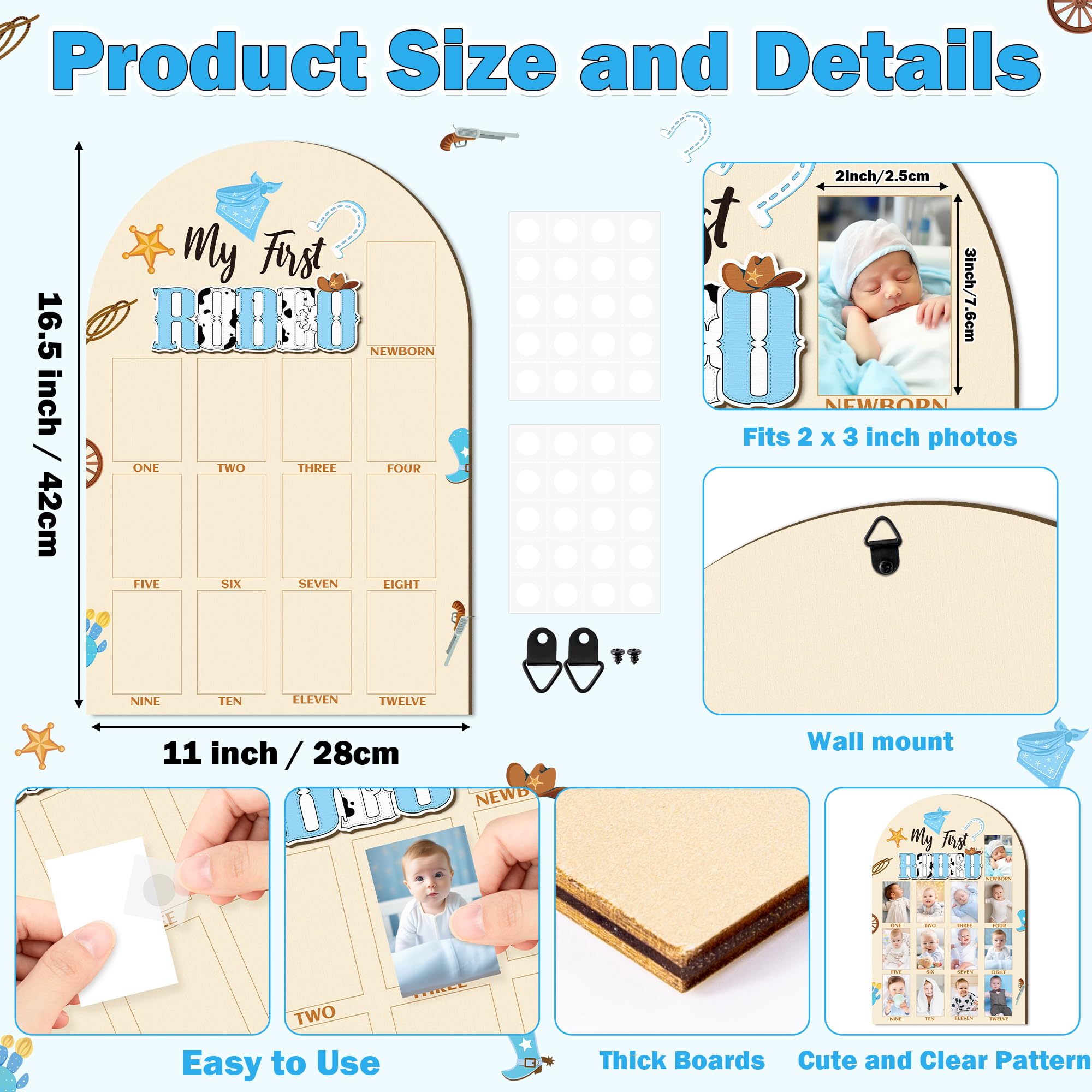 R HORSE baby first year photo display board features 12 monthly frames for milestones