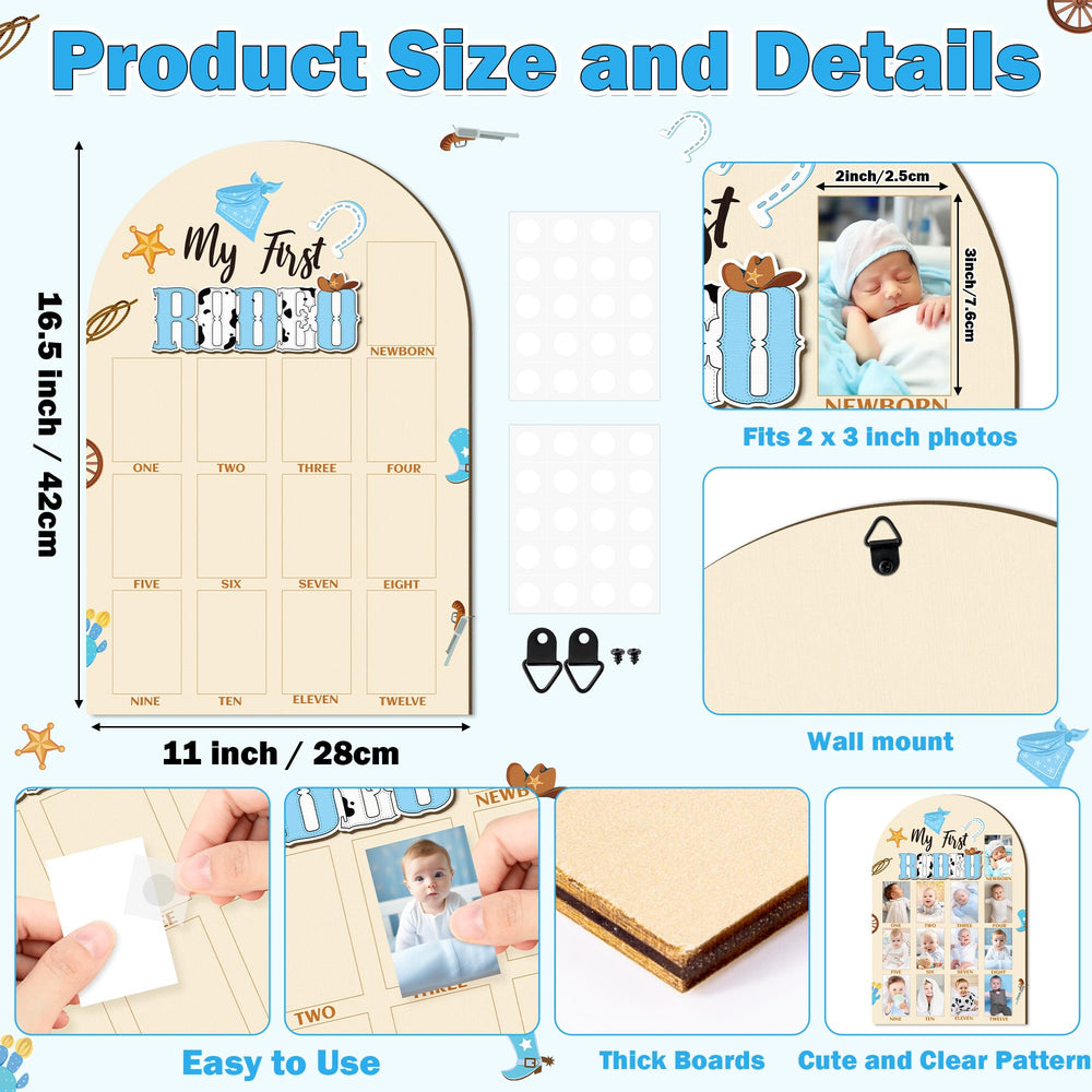 R HORSE baby first year photo display board features 12 monthly frames for milestones
