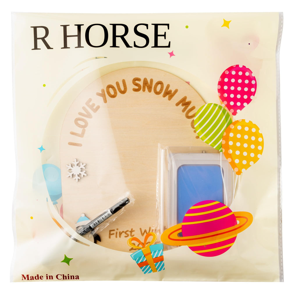 R HORSE baby-first winter keepsake for baby shower or nursery decor.