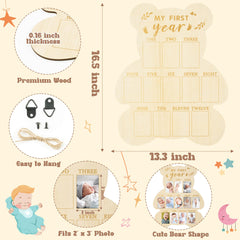 R HORSE bear-design photo board with twine hooks for hanging photos.