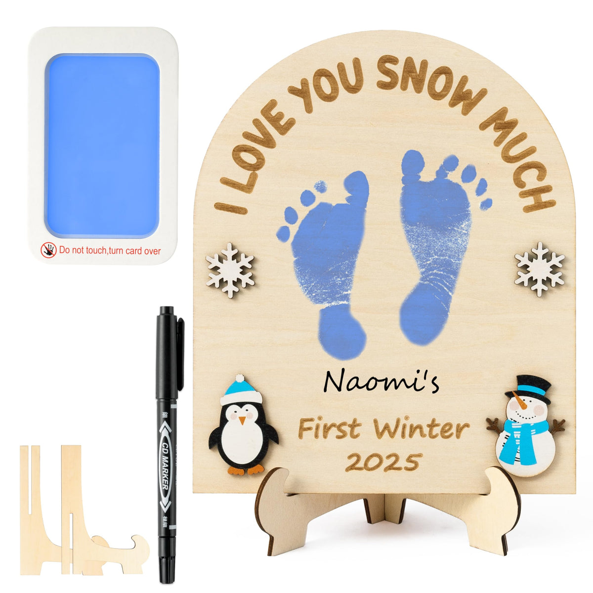 R HORSE DIY Winter Footprint Sign wooden keepsake ready for baby’s handprint display.