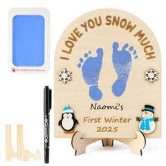 R HORSE DIY Winter Footprint Sign wooden keepsake ready for baby’s handprint display.
