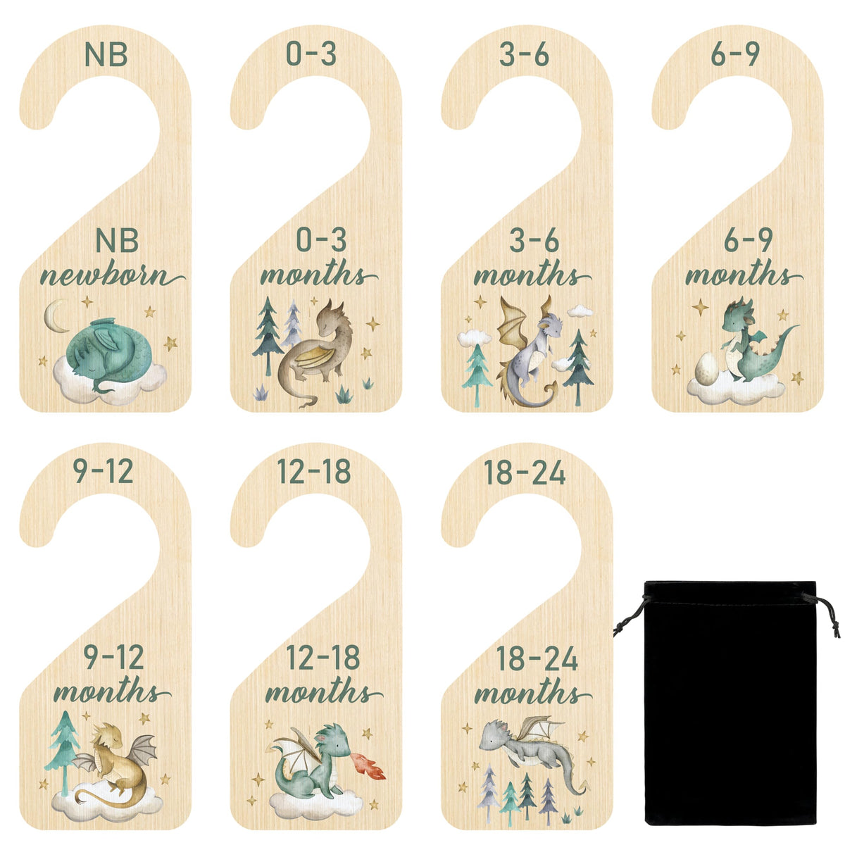 R HORSE dragons wooden closet divider full set helps organize baby outfits efficiently.