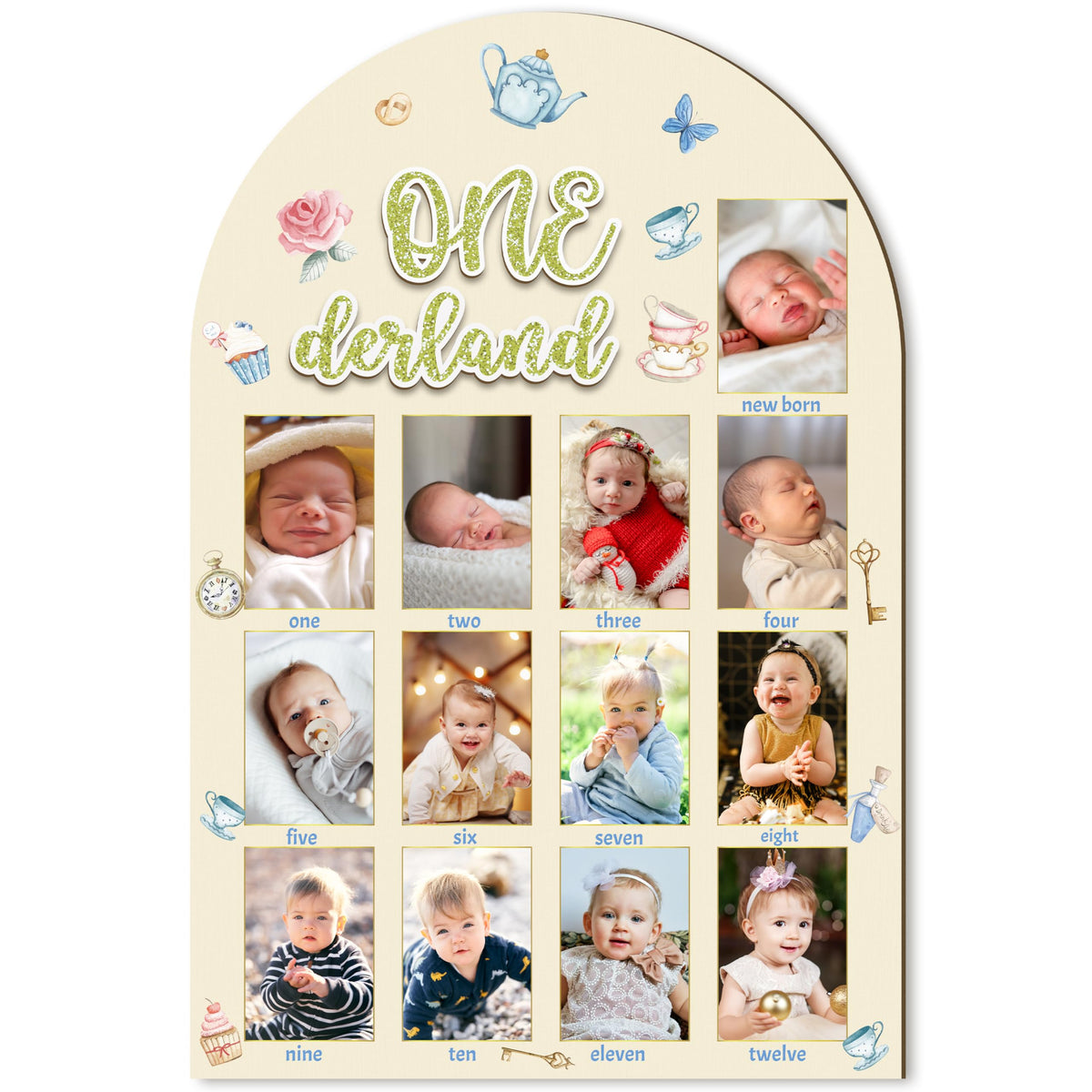 R HORSE first-year frame board front view for easy baby milestone memory keeping