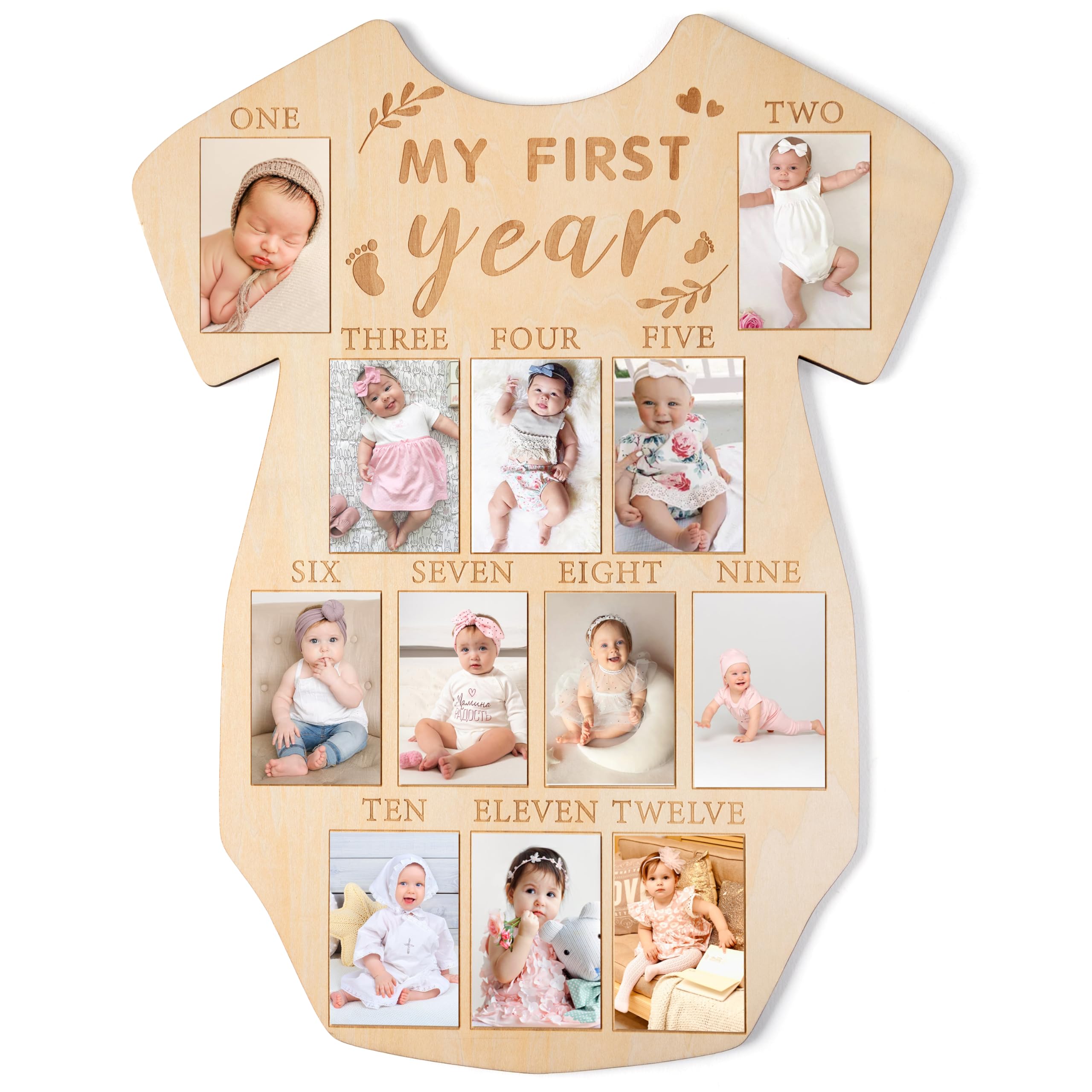 R HORSE first-year photo display board wide shot showcases monthly baby memories for keepsakes.