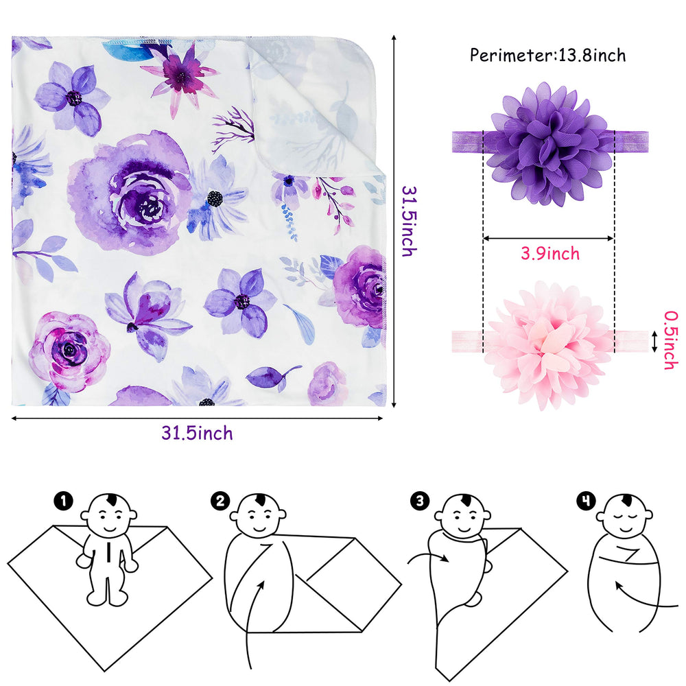 R HORSE headband pink floral pattern completes cute newborn outfit and photos