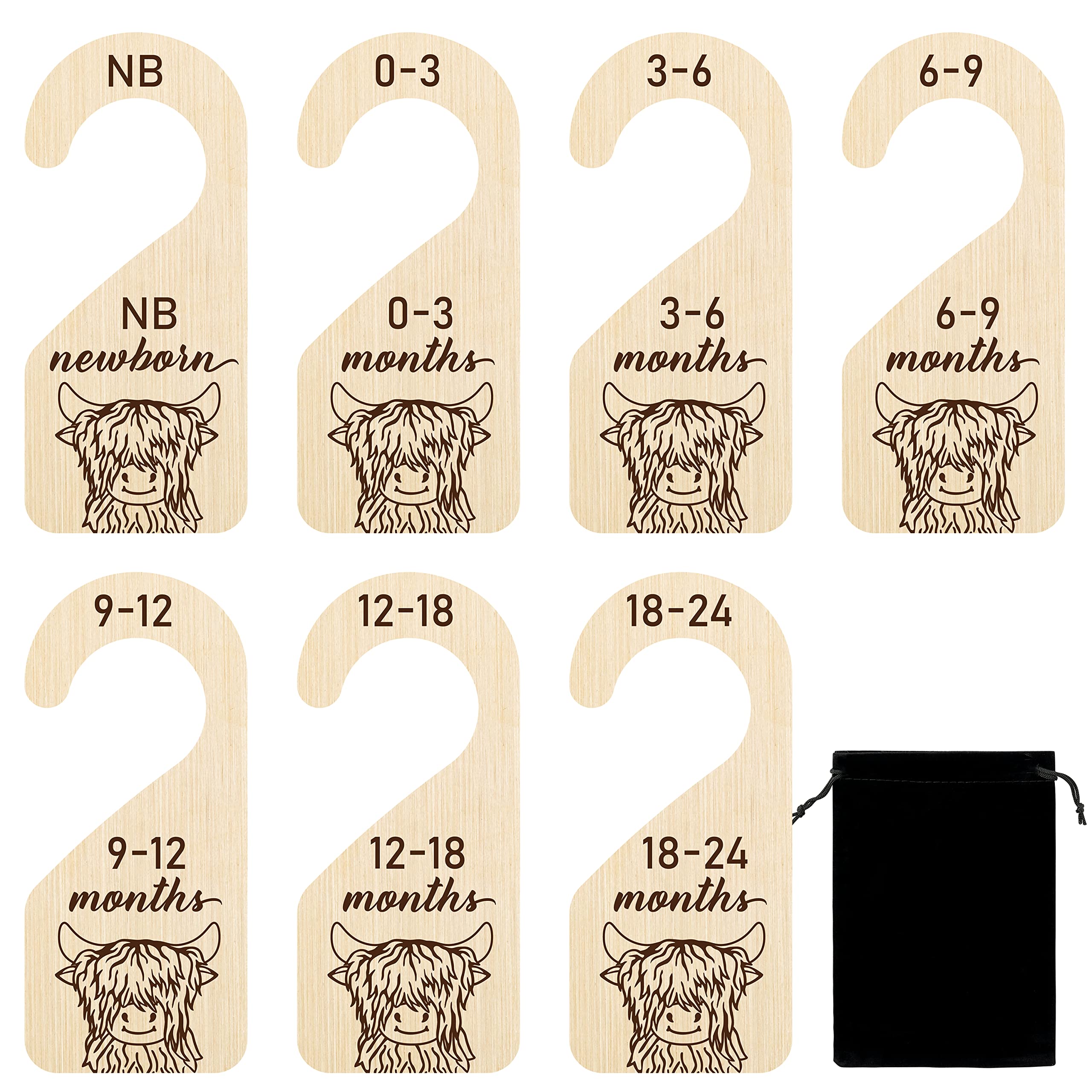 R HORSE Highland Cow dividers front view for quick outfit selection.