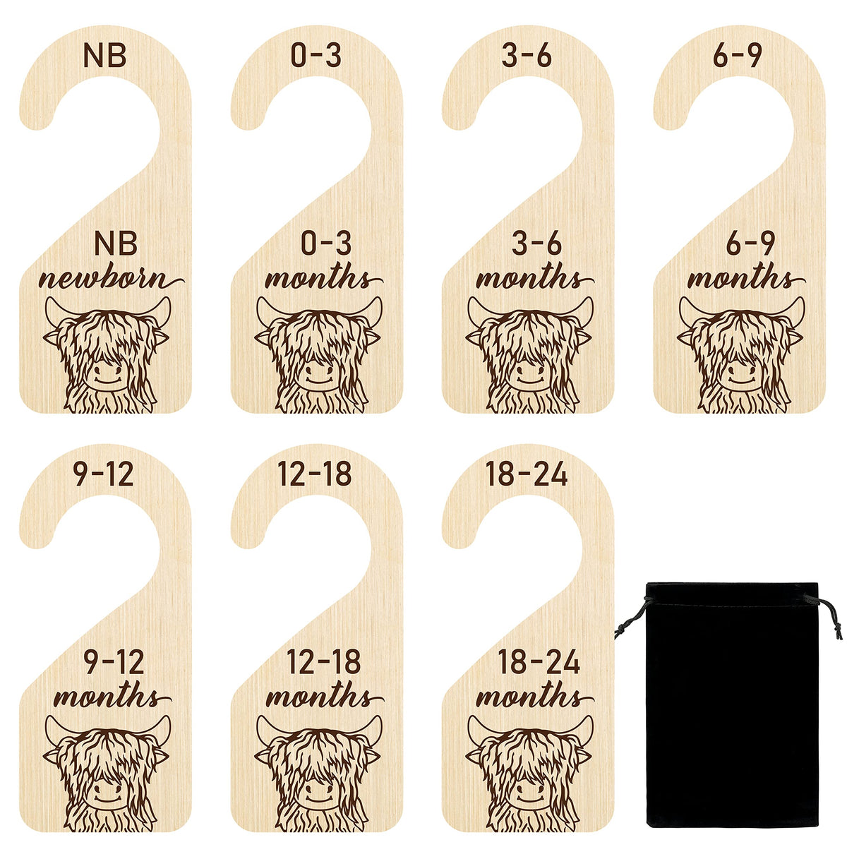 R HORSE Highland Cow dividers front view for quick outfit selection.