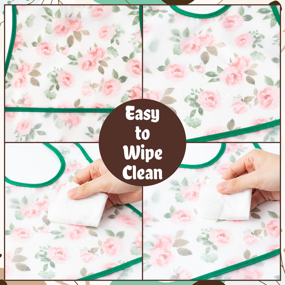 R HORSE pink floral bib uses waterproof coating to keep dry during drool