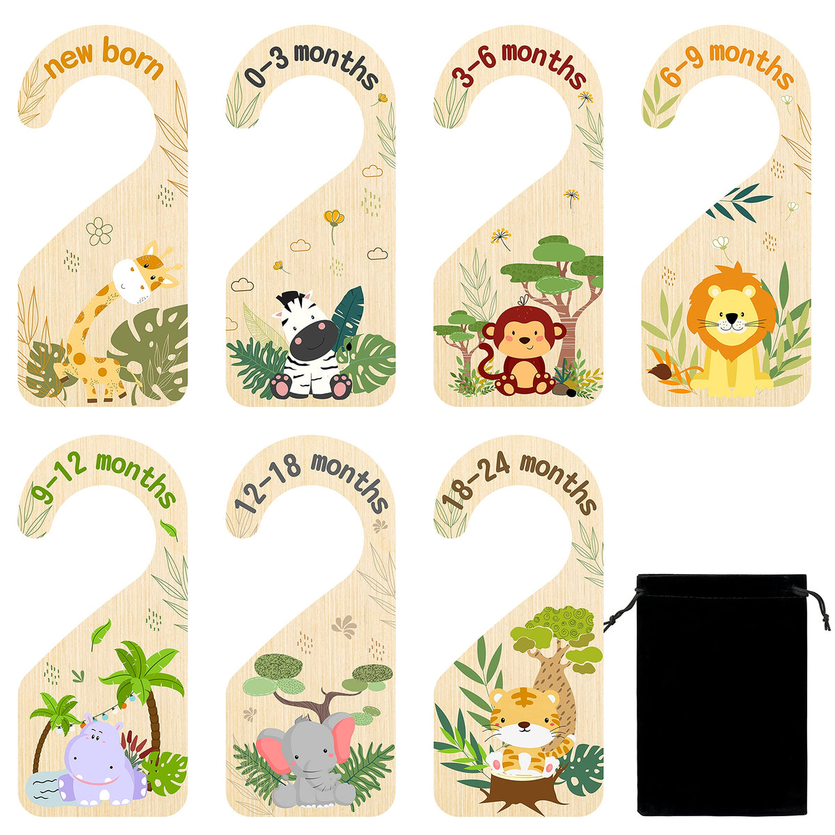 R HORSE Safari Baby Closet Dividers Set showcases organized newborn to 24 months outfits.