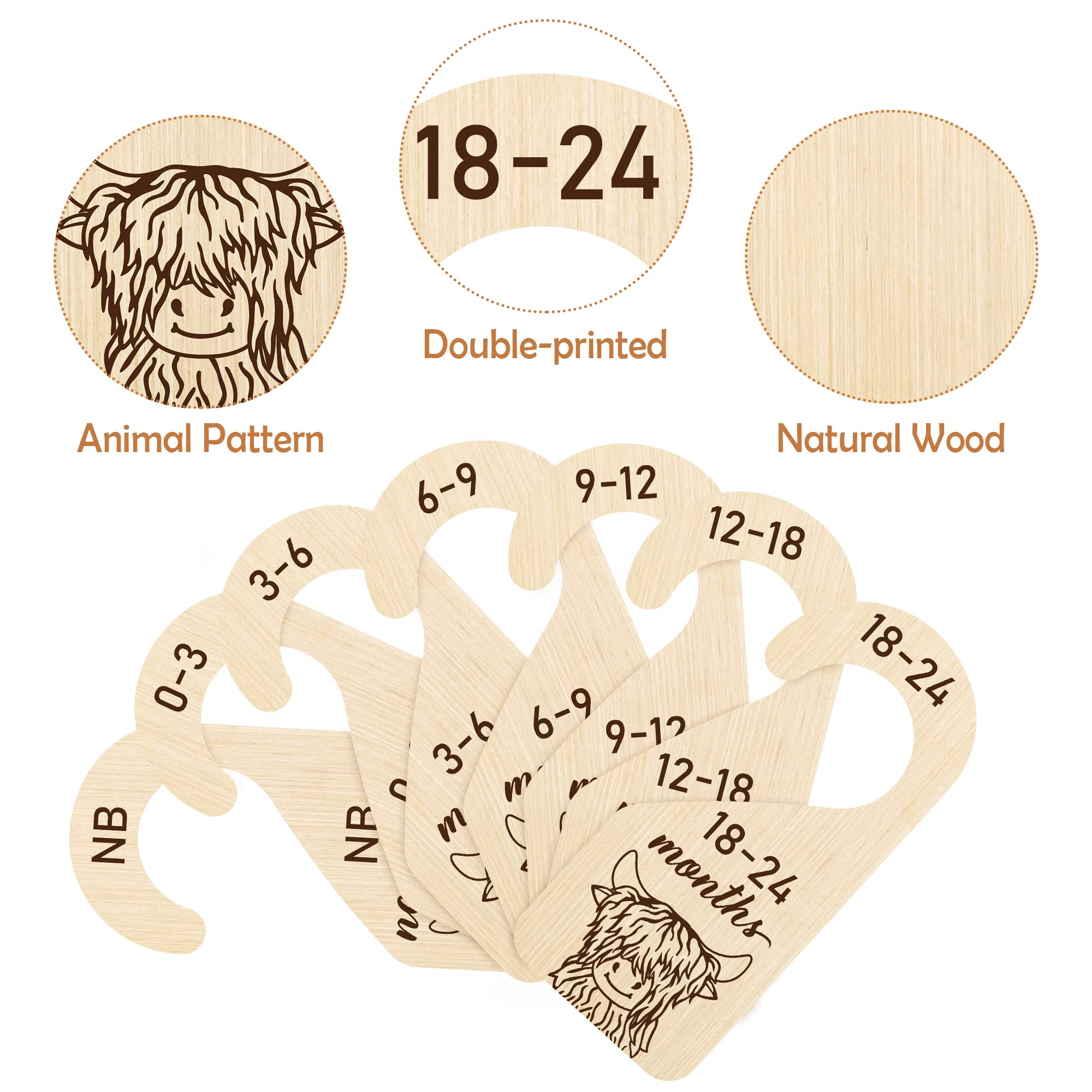 R HORSE wooden baby closet divider closeup with smooth finish prevents snags.