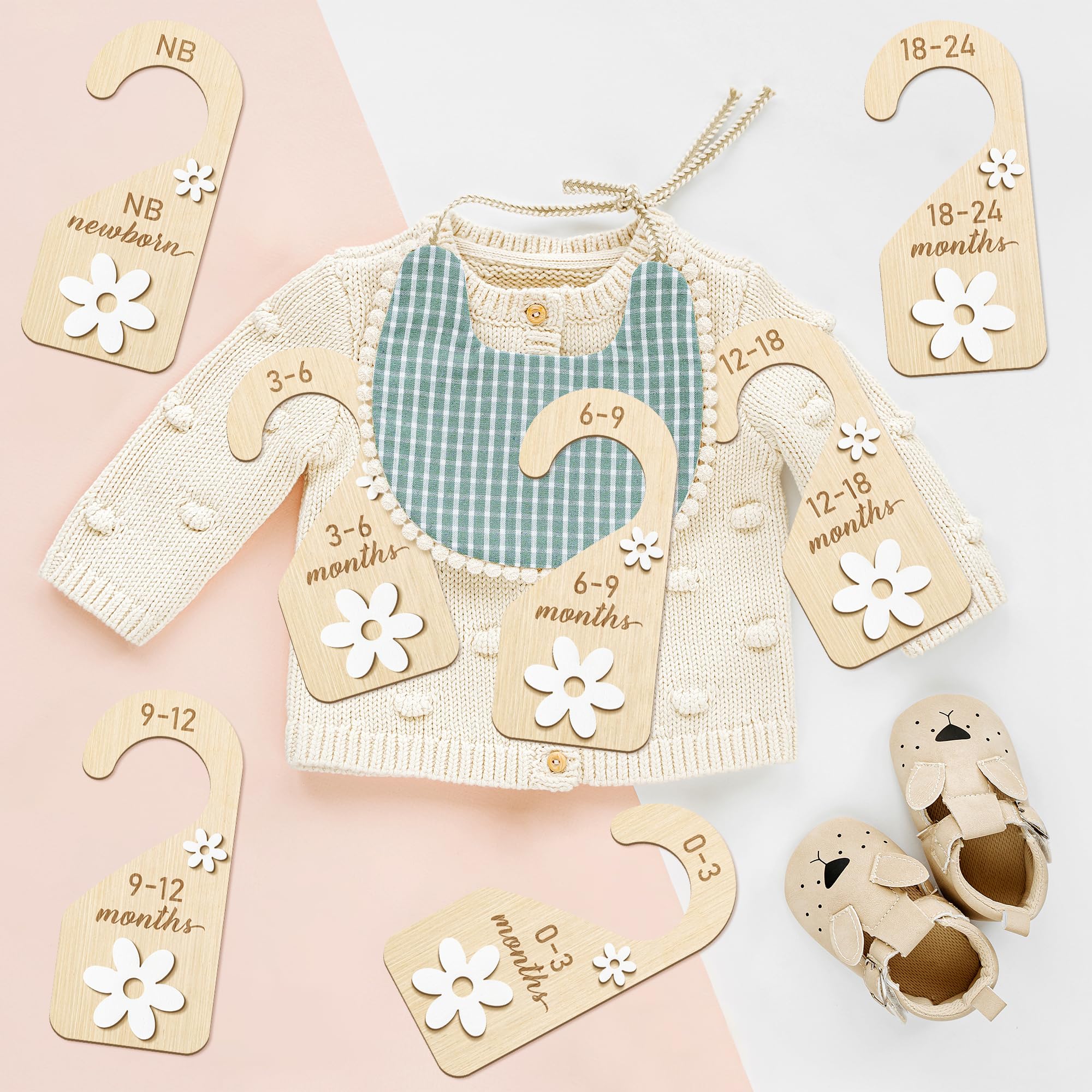 Age labels display seven ranges from newborn to 24 months for quick sorting