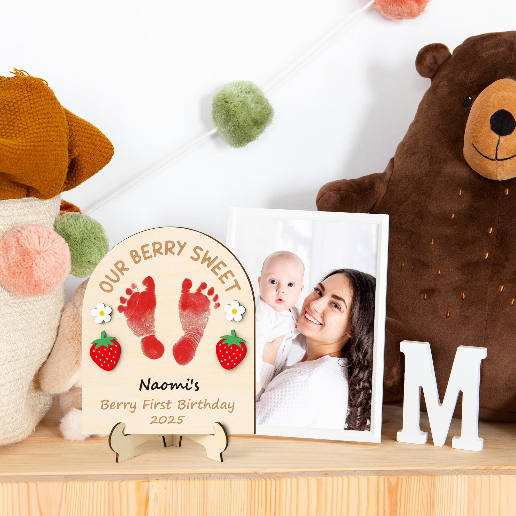 R HORSE wooden baby sign with stand for easy display and versatile angles.