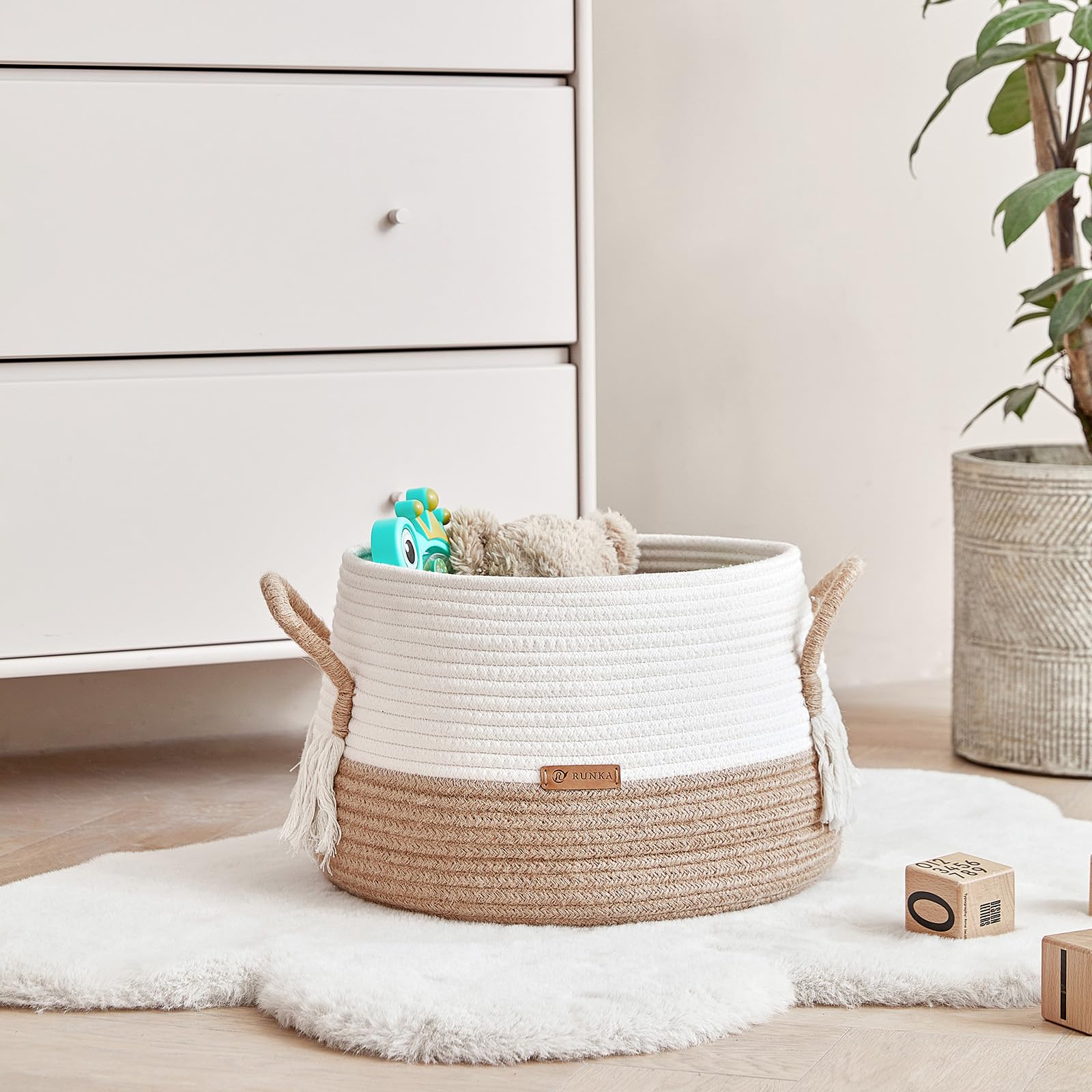 R RUNKA cube basket for toy storage neatly organizing playtime essentials.