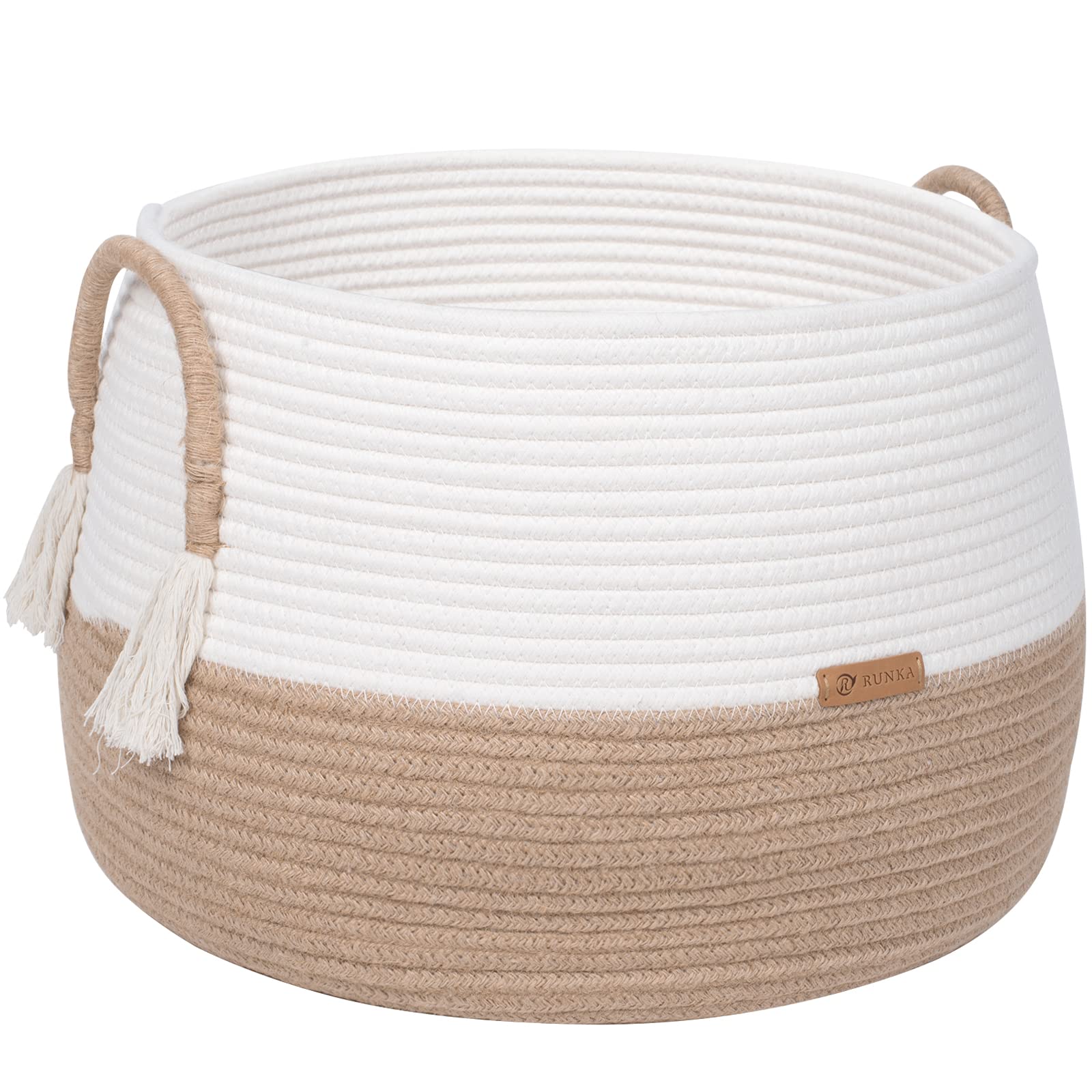 R RUNKA large basket for toys front view—spacious storage for living rooms.