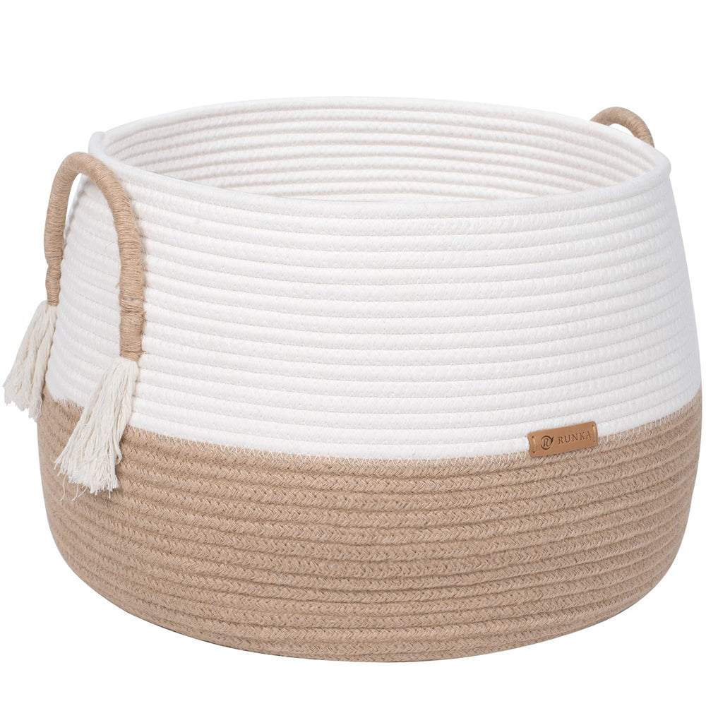 R RUNKA large basket for toys front view—spacious storage for living rooms.