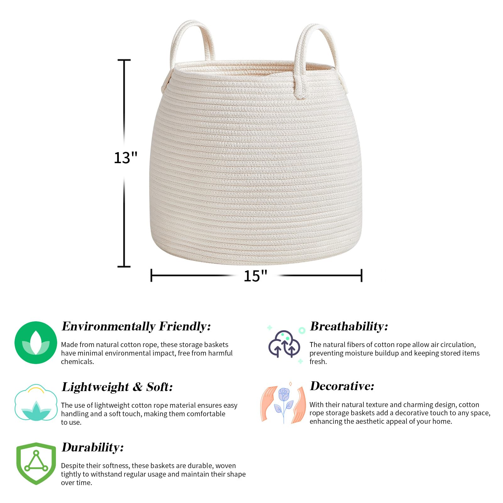 R RUNKA basket highlights woven cotton rope texture with durable soft-touch in nursery decor