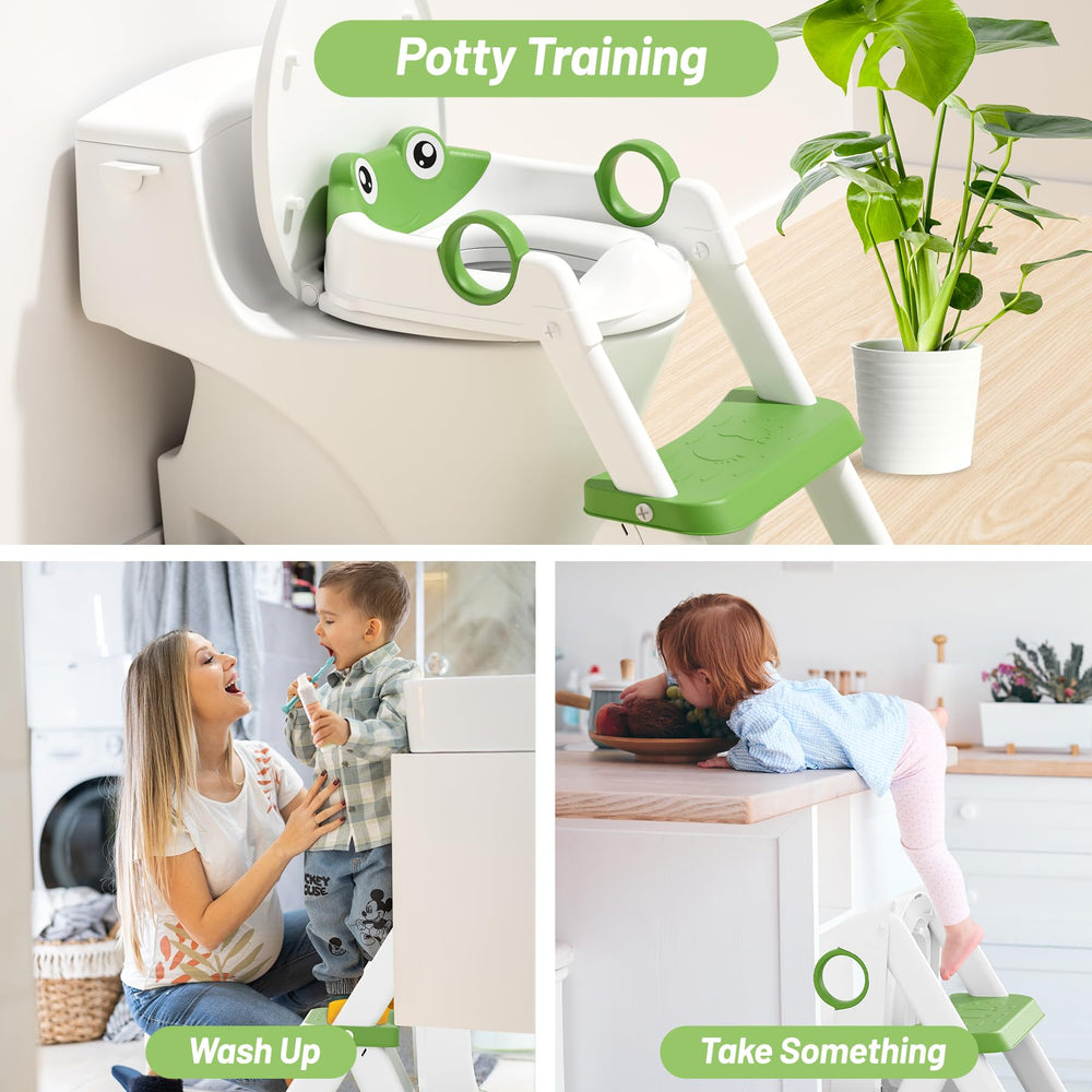 RABB 1ST Frog Potty Seat compatibility with standard elongated toilets includes V/U/O shapes