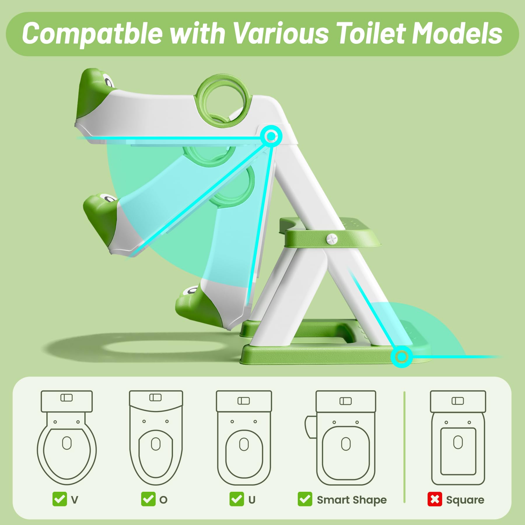 RABB 1ST Frog Potty Seat wide-stepping-surface provides more space for little ones
