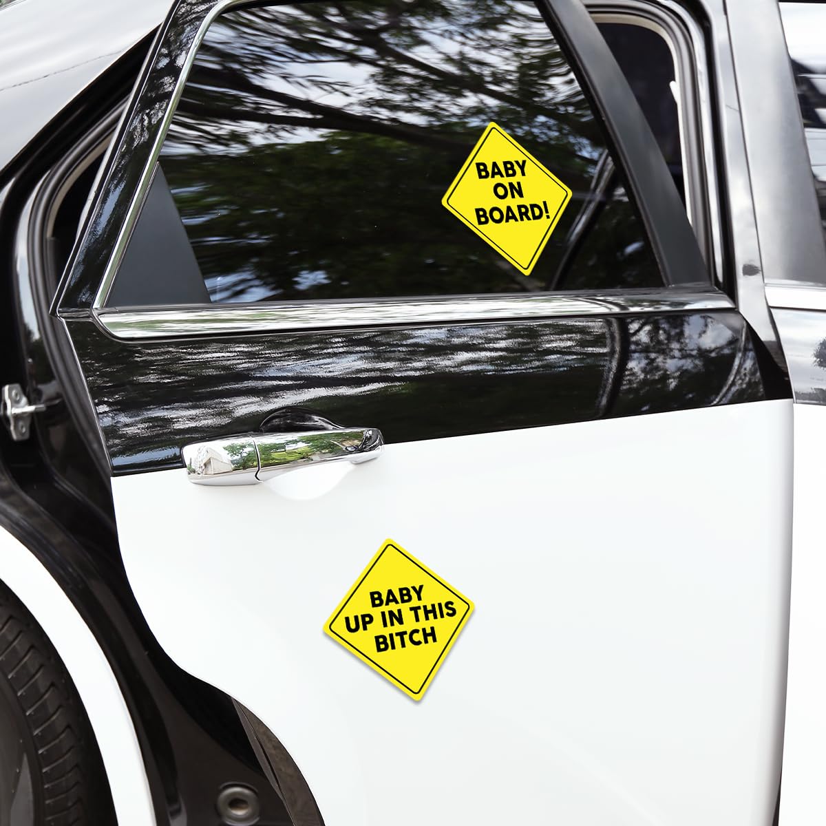 RABOWA Baby On Board decals for easy, peels-and-sticks application.