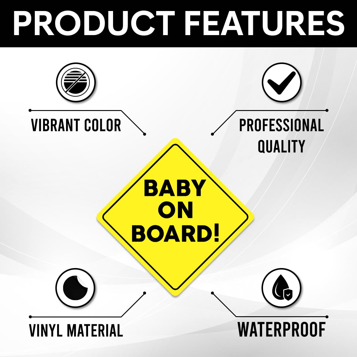 RABOWA Baby On Board large vinyl decal for durable outdoor use.