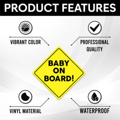 RABOWA Baby On Board large vinyl decal for durable outdoor use.
