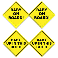 RABOWA Baby On Board sticker on car window for high visibility and family safety.