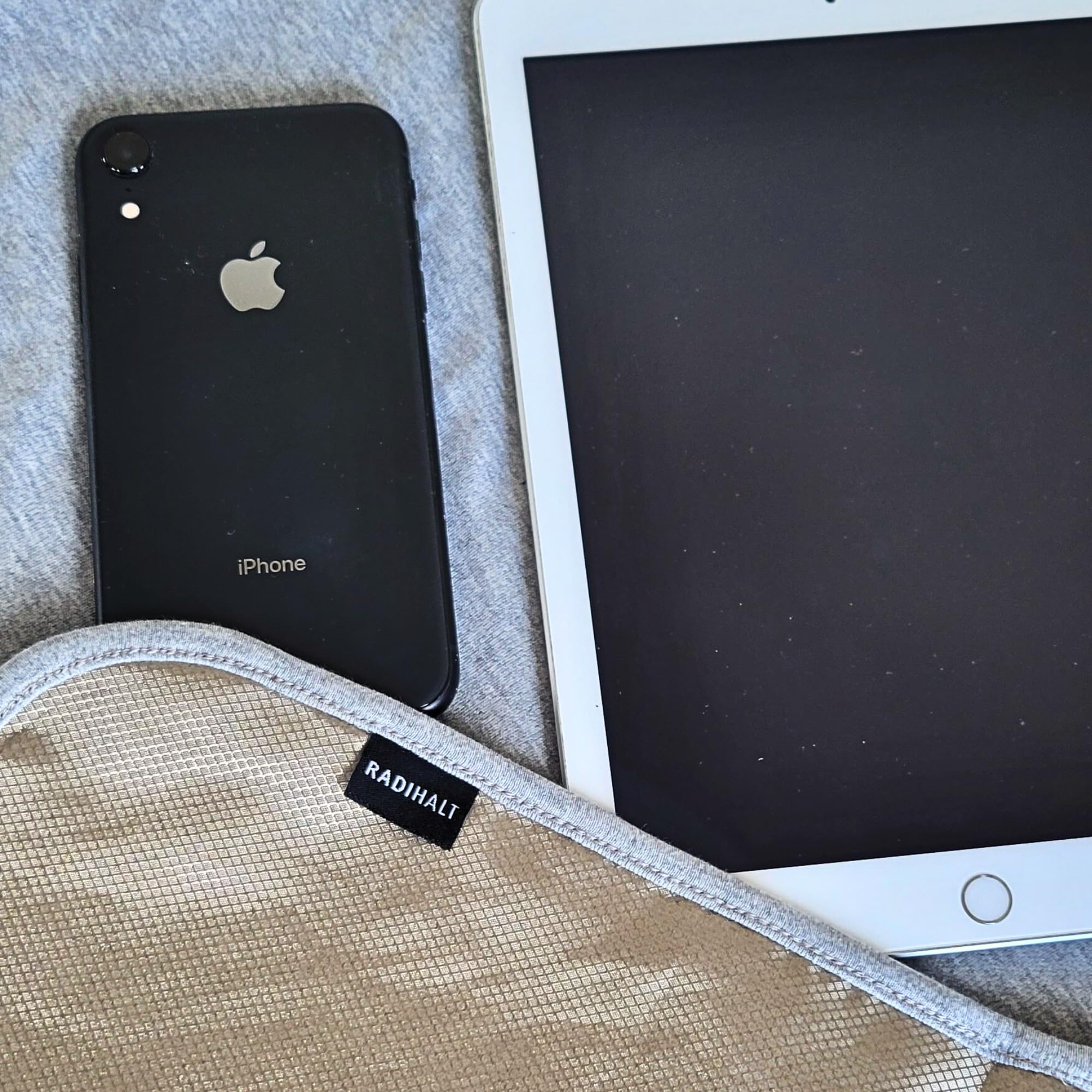 RADIHALT EMF blanket stowed in bag for on-the-go protection