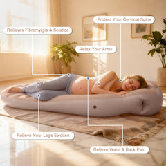 RAGANAWA brown pregnancy pillow belly-hole close-up shows belly support design.