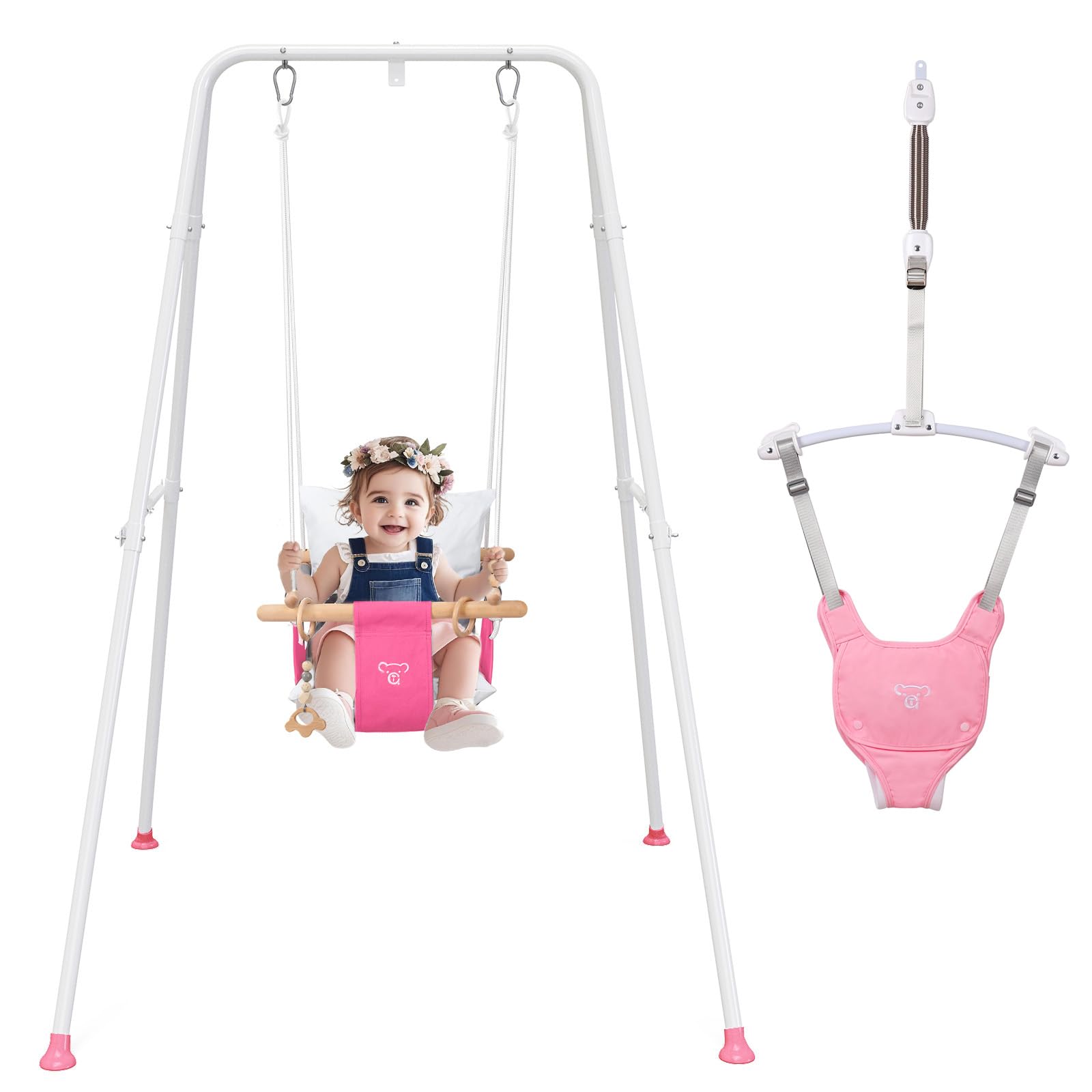 RAGOZONERY 2in1 baby jumper frame assembly shows tool-free setup for quick playtime