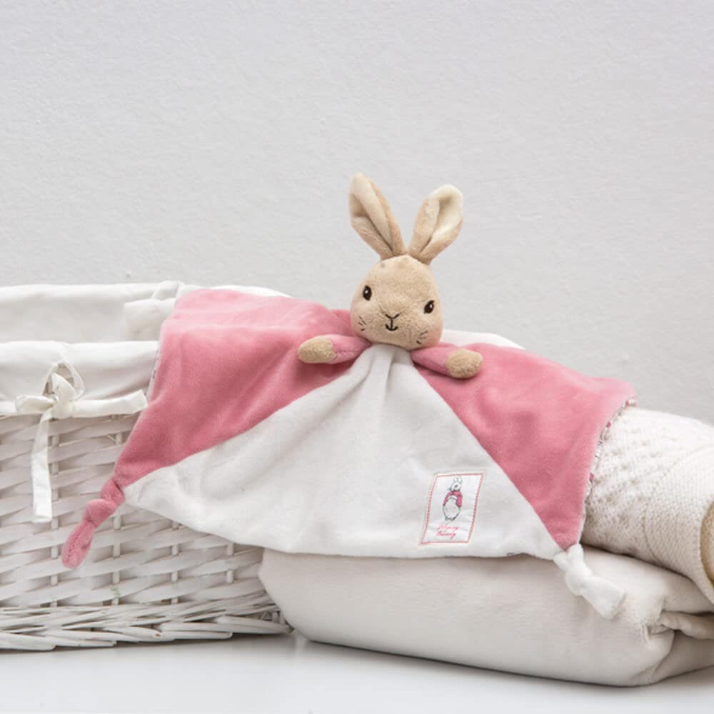 Rainbow Designs Flopsy Bunny blankie sized for small hands and on-the-go use.