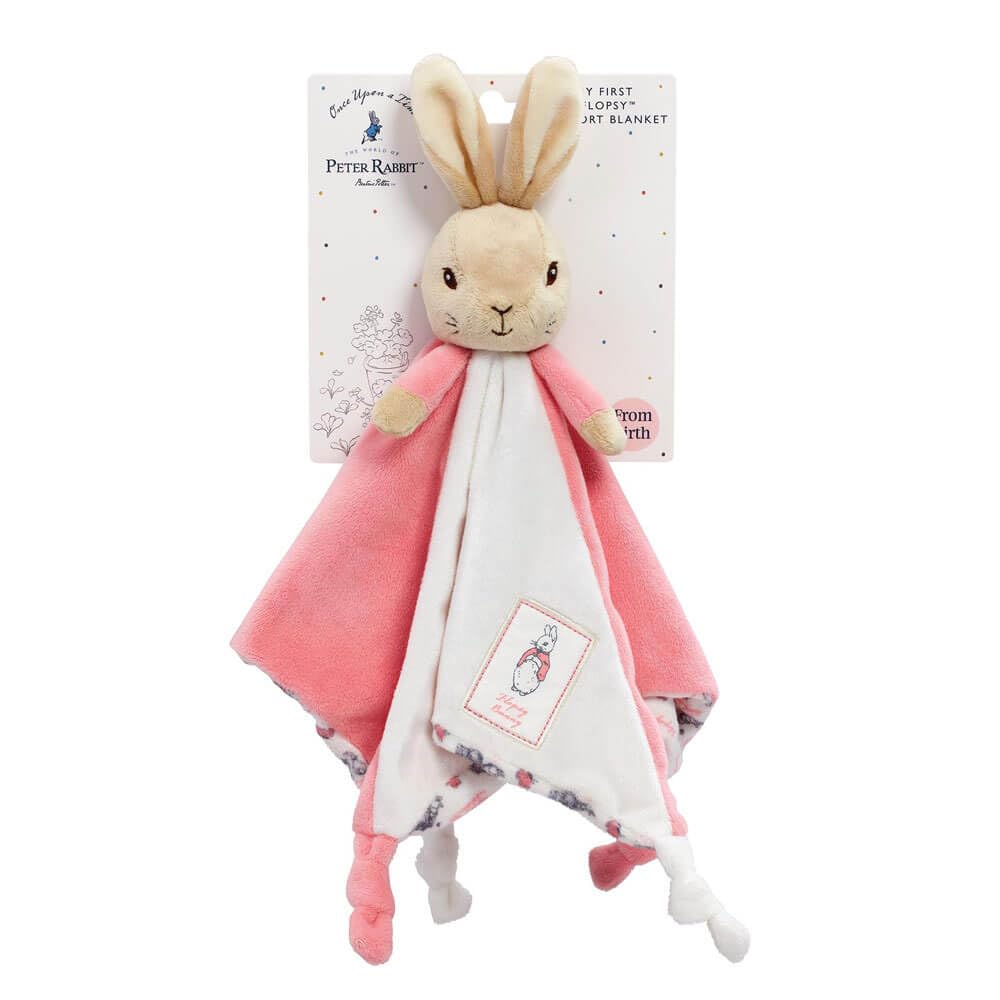 Rainbow Designs Beatrix Potter Flopsy Bunny Blankie head provides cuddle-worthy plush comfort.
