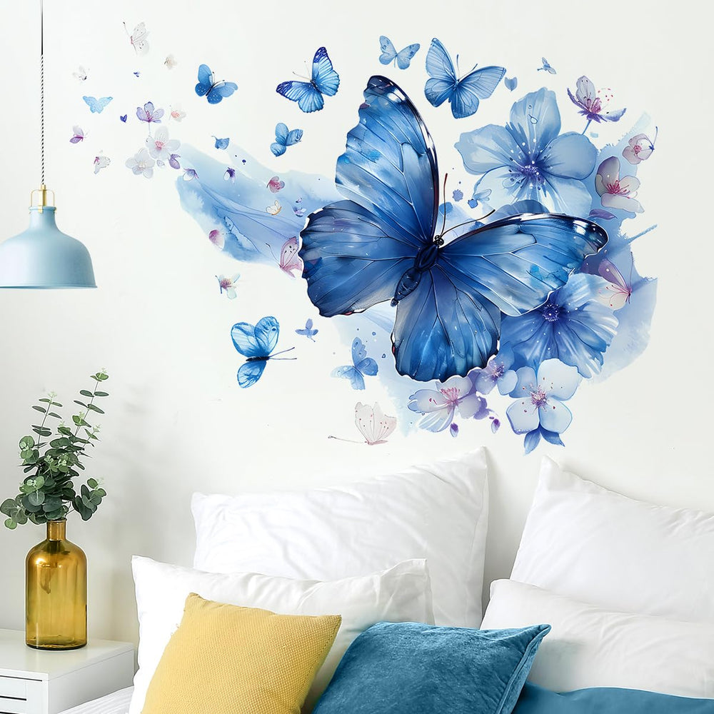 RAINBOW WSK large blue butterfly with floral pattern; transforms bedrooms quickly.