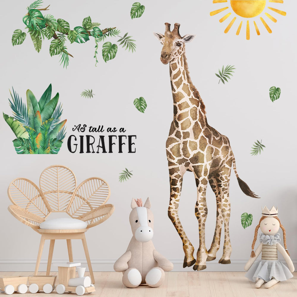 Rainbow WSK three-sheet giraffe decal set transforms playrooms with easy installation.