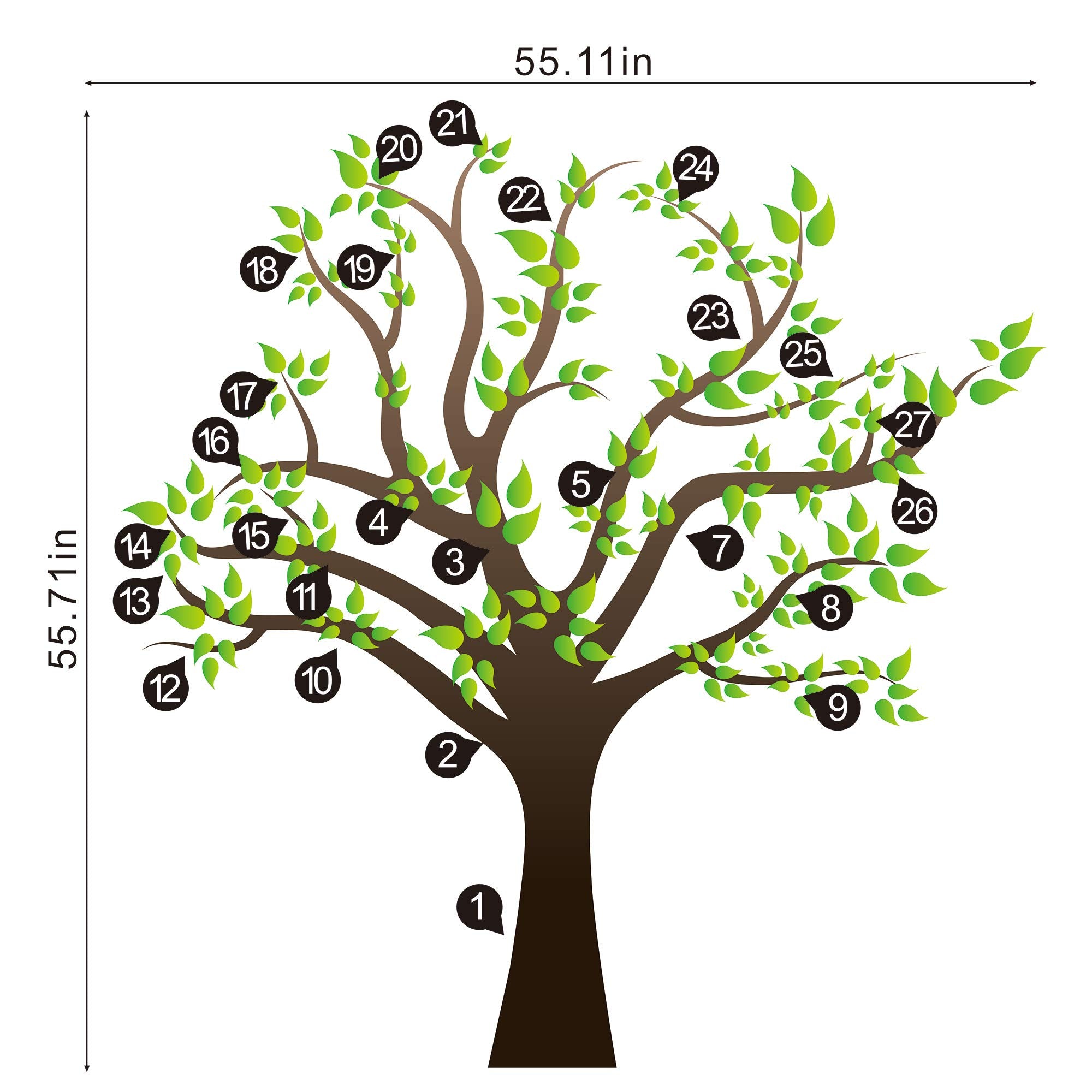 RAINBOW WSK RW-1080 3D green tree wall sticker ideal for nursery