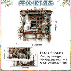 RAINBOW WSK vintage wooden window frame decor with roses adds retro charm.