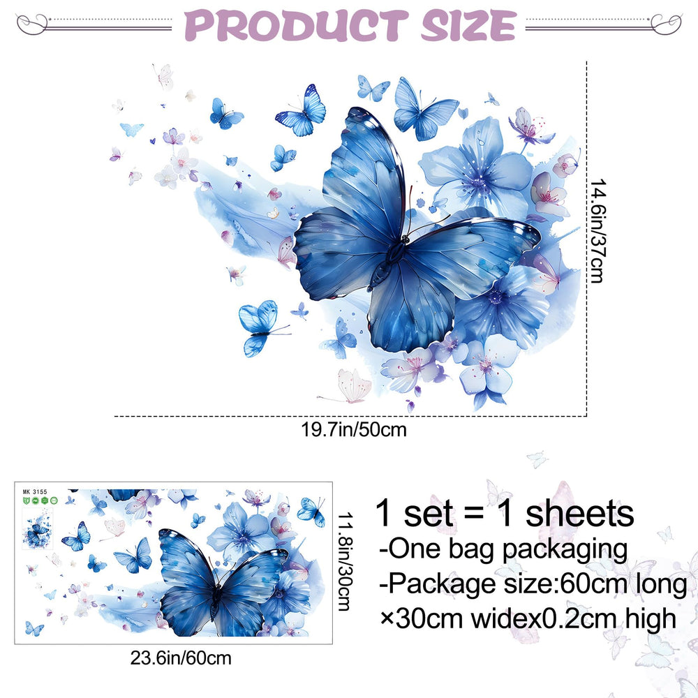 RAINBOW WSK watercolor butterfly with flowers design; vivid color for kids' rooms.