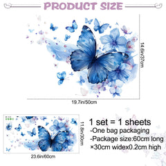 RAINBOW WSK watercolor butterfly with flowers design; vivid color for kids' rooms.