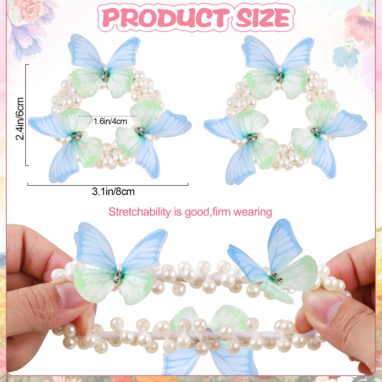 RAINBOW WSK white beaded butterfly hair tie adds elegant accent to toddler hairstyles