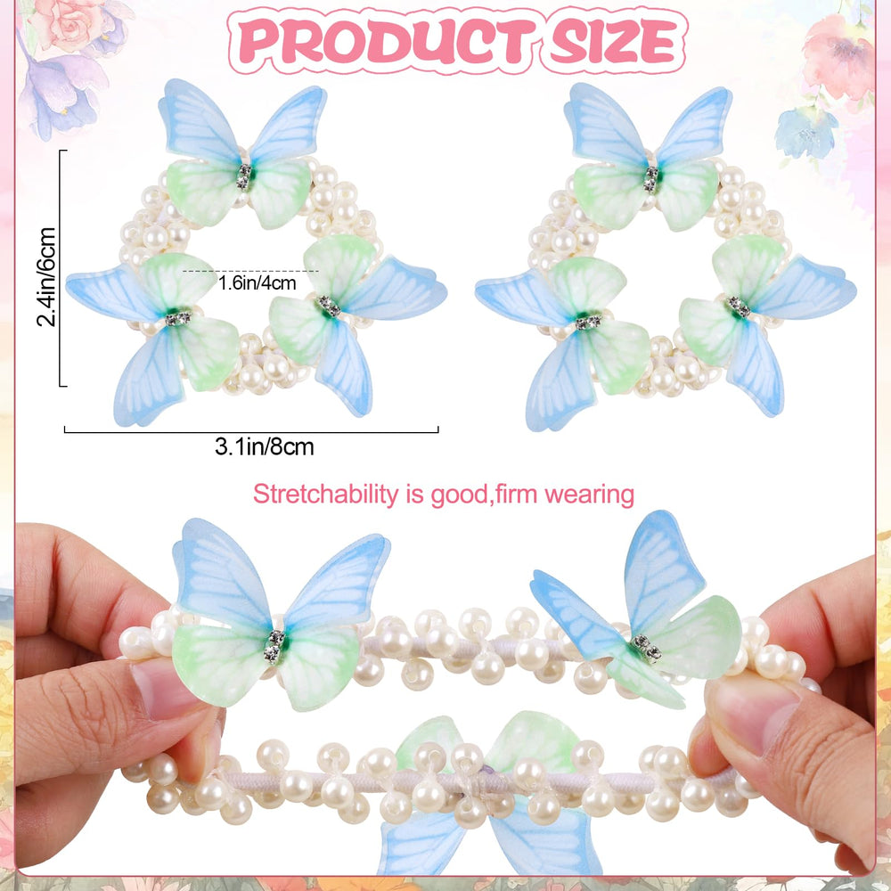 RAINBOW WSK white beaded butterfly hair tie adds elegant accent to toddler hairstyles