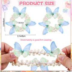 RAINBOW WSK white beaded butterfly hair tie adds elegant accent to toddler hairstyles