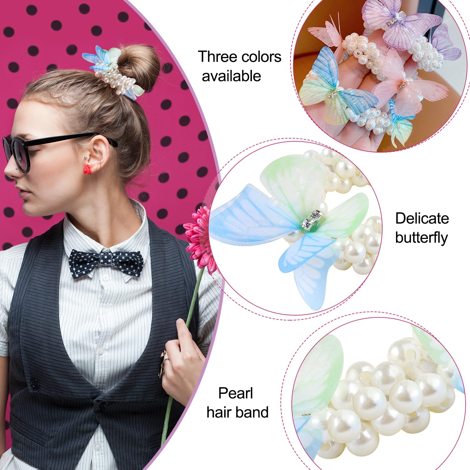RAINBOW WSK pearl hair tie secures ponytails without pulling for kids and adults