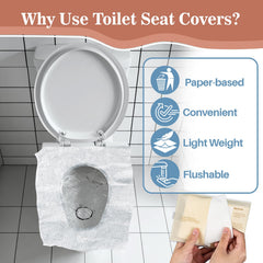 RAINFLOW half-fold design demonstrates easy-to-use seat covers for quick restroom visits.