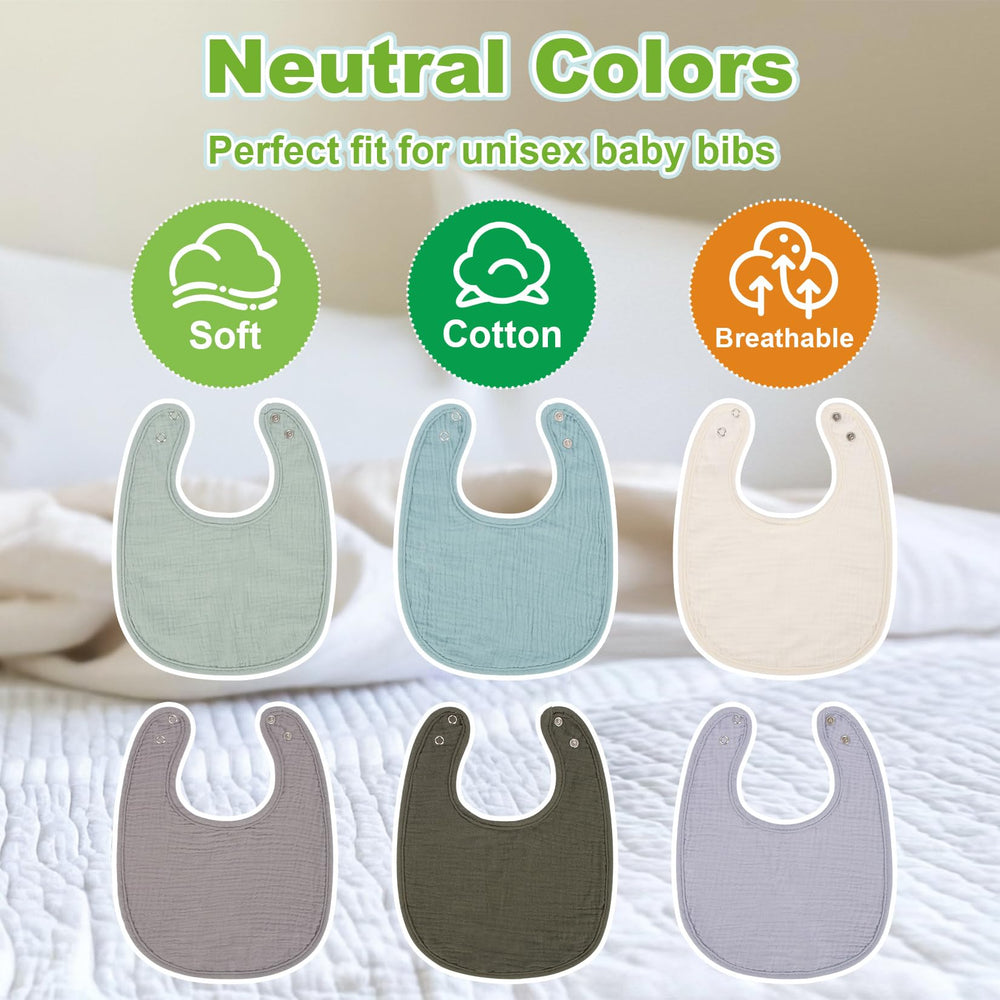 RAINFLOW muslin bib closeup shows soft absorbent material for drool management