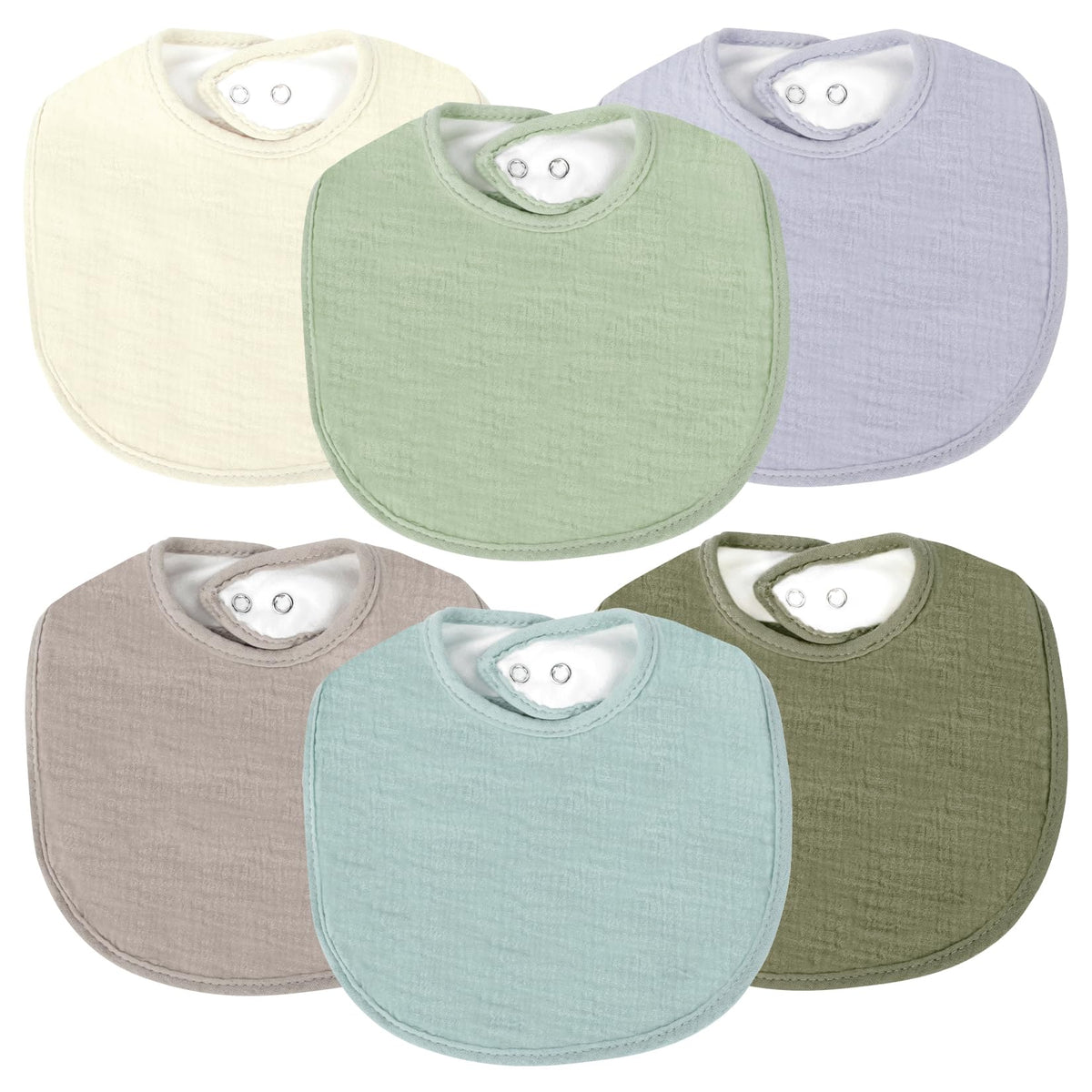 RAINFLOW muslin baby drool bibs closeup reveals soft absorbent cotton for sensitive skin