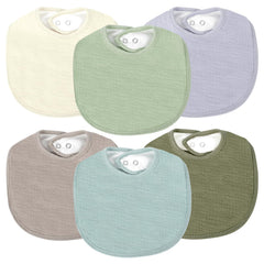 RAINFLOW muslin baby drool bibs closeup reveals soft absorbent cotton for sensitive skin