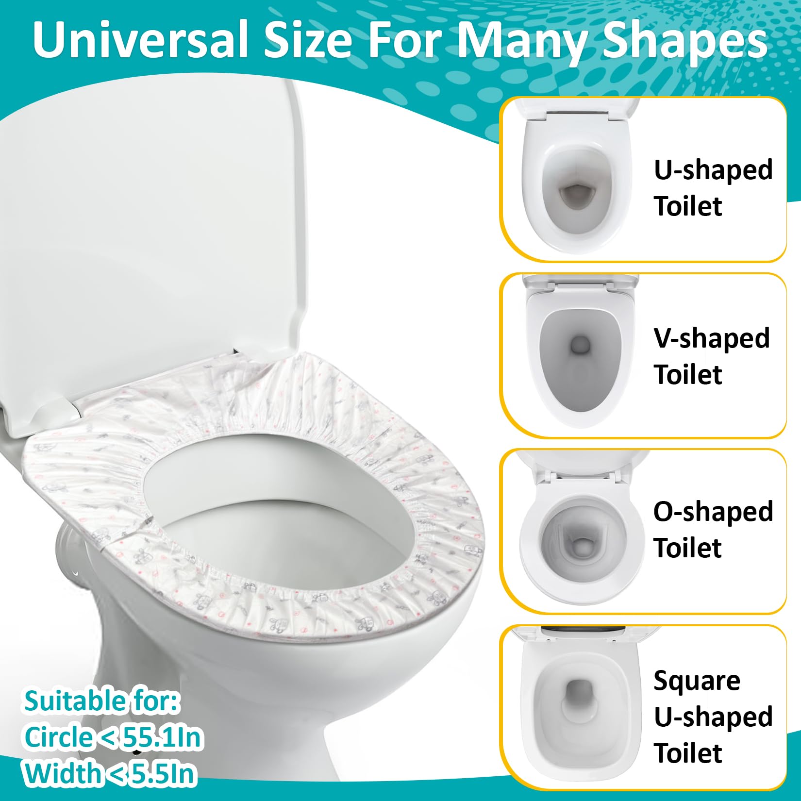 RAINFLOW toilet mat with printed designs adds color and warmth.
