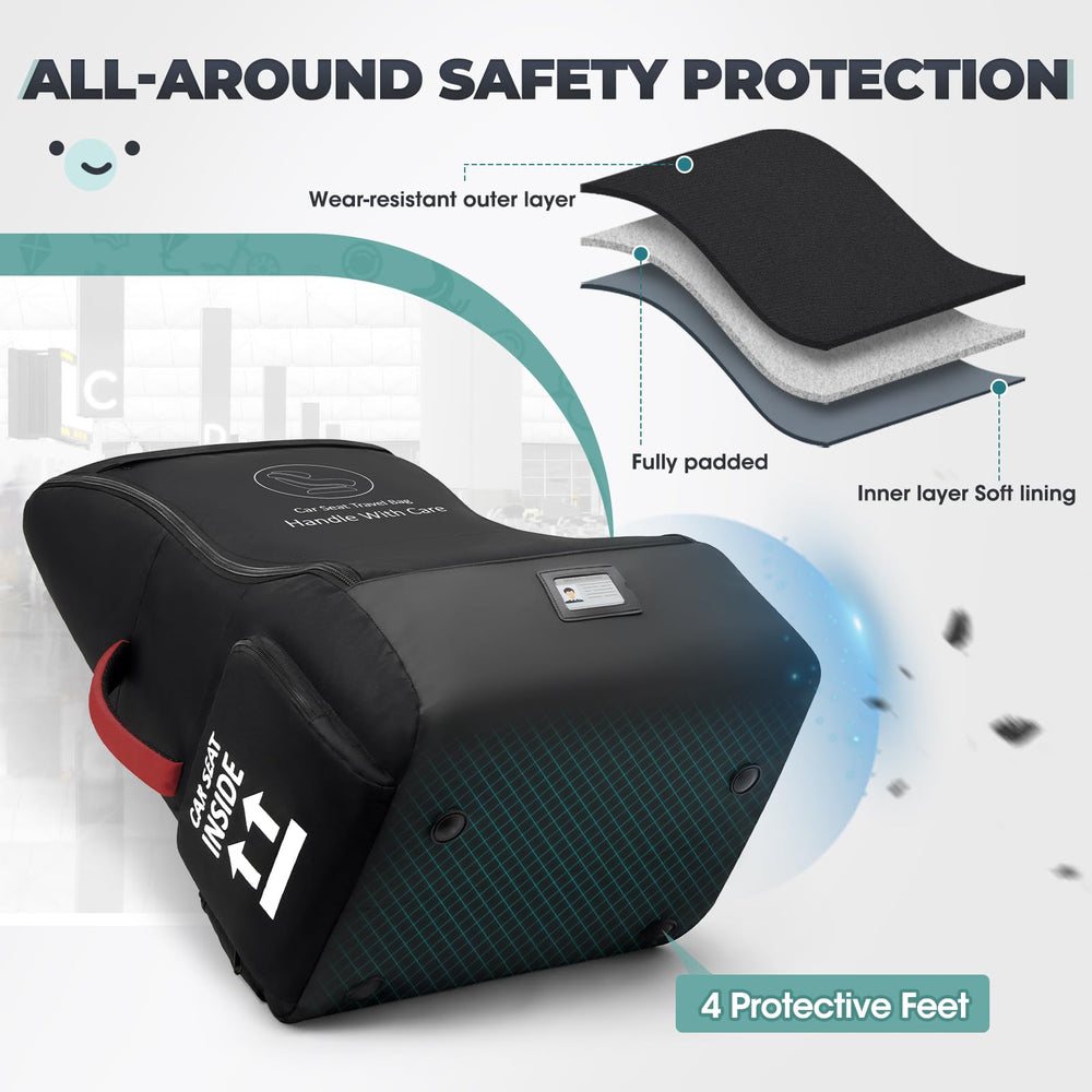 RAINSMORE bottom feet keep car seat bag scratch-free during handling.