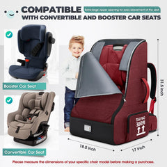 RAINSMORE car-seat-travel-bag dimensions diagram for planning travel